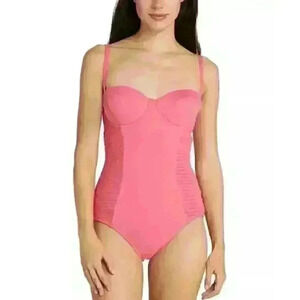 NEW! Kate Spade New York Women's L Smocked Underwire One-Piece Swimsuit NWT $185